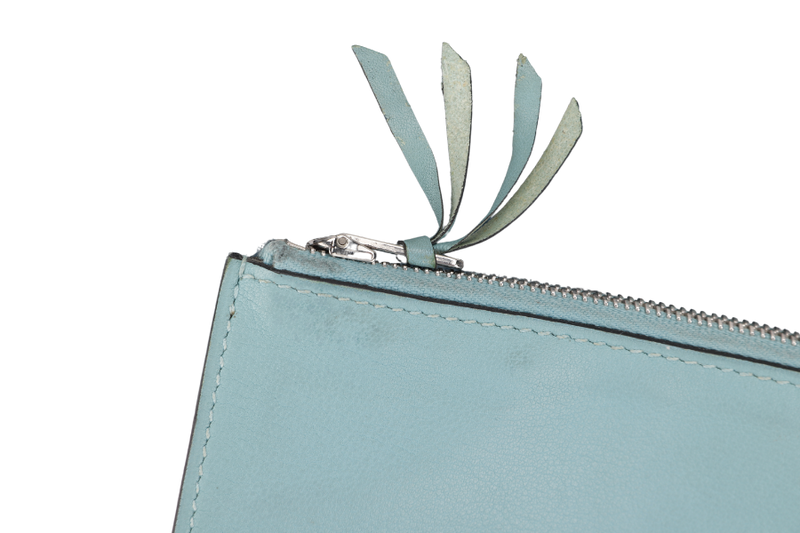 HERMES DONGON DUO WALLET (STAMP X) YEAR 2016 BLUE TOGO LEATHER PALLADIUM HARDWARE NO DUST COVER & BOX