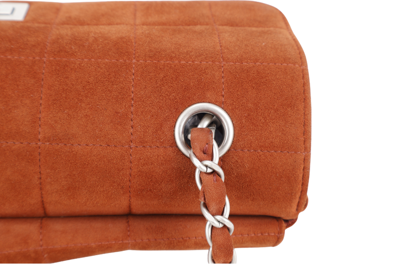 CHANEL CHOCOLATE BAR REISSUE SHOULDER BAG (617xxxx) BROWN SUEDE BRUSHED SILVER HARDWARE NO DUST COVER