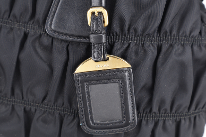 PRADA B1789M TESSUTO GAUFRE BLACK NYLON WITH CARD, STRAPS AND DUST COVER