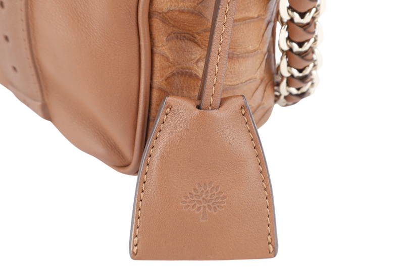 MULBERRY MAISIE BROWN SNAKE PRINT SHOULDER BAG WITH GOLD HARDWARE WITH DUST COVER