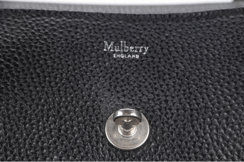 MULBERRY BAYSWATER TOTE BLACK LEATHER SILVER HARDWARE WITH DUST COVER