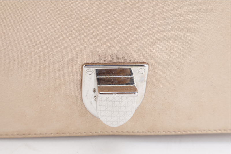 DIOR DIORAMA SMALL METALLIC BEIGE SUEDE SILVER HARDWARE 01-BO-0125 WITH CARD, DUST COVER AND BOX