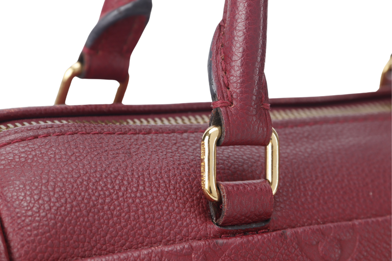 LOUIS VUITTON SPEEDY BANDOULIERE 25 (M44145) BURGUNDY MONOGRAM EMPREINTE GOLD HARDWARE WITH STRAPS, LOCK AND KEYS