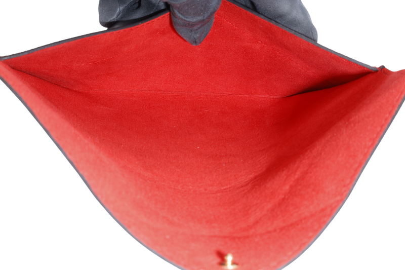 LOUIS VUITTON VEAU CACHEMIRE ENVELOPE POUCH CHINESE NEW YEAR PIG RED LEATHER GOLD HARDWARE NO DUST COVER