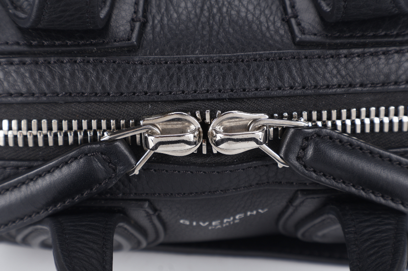 GIVENCHY NIGHTINGALE SATCHEL BLACK LEATHER SILVER HARDWARE WITH STRAPS AND DUST COVER