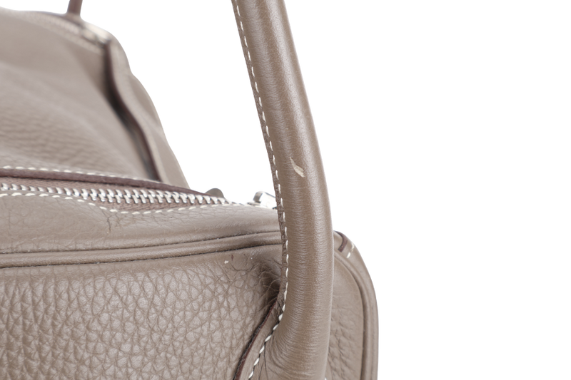 HERMES LINDY 34 STAMP R SQUARE (YEAR 2014) ETOUPE CLEMENCE LEATHER SILVER HARDWARE WITH DUST COVER