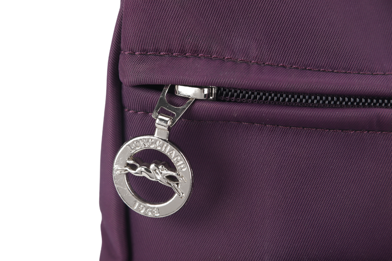 LONGCHAMP MESSENGER PURPLE NYLON SILVER HARDWARE