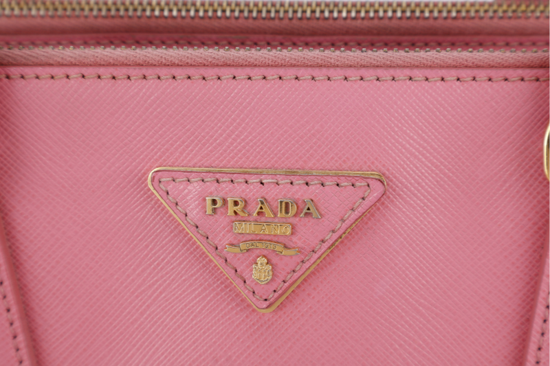 PRADA BN1801 SAFFIANO LUX SMALL PINK LEATHER GOLD HARDWARE WITH LONG STRAPS NO DUST COVER