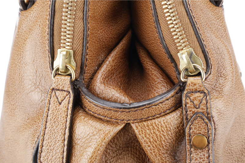 BURBERRY TOTE BAG BRONZER LEATHER GOLD HARDWARE WITH DUST COVER
