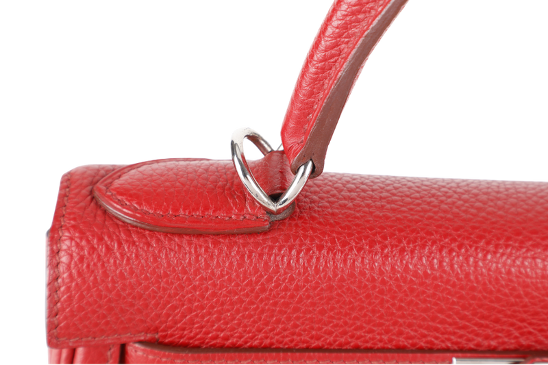 HERMES KELLY 28 RETOURNE ROUGE GRENAT TOGO LEATHER PHW STAMP M SQUARE (2009) NO DUST COVER