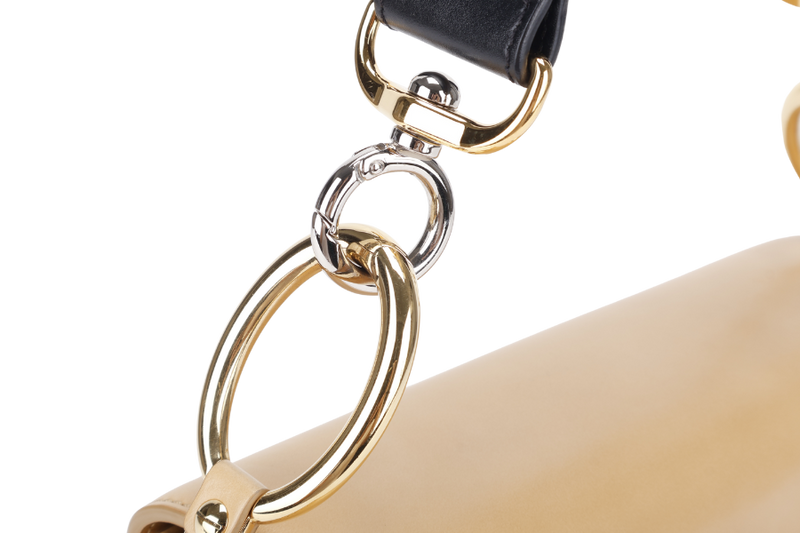 CHLOE C DOUBLE CARRY BAG BEIGE LEATHER GOLD HARDWARE WITH STRAPS AND DUST COVER