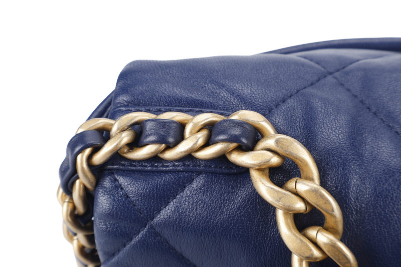 CHANEL C19 (2943xxxx) SMALL ELECTRIC BLUE CLAFSKIN MIX HARDWARE WITH DUST COVER, CARD AND BOX