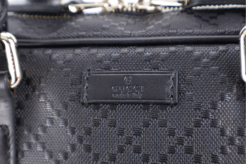 GUCCI DIAMANTE BRIEFCASE BLACK LEATHER 000926 WITH KEYS & LOCK AND DUST COVER