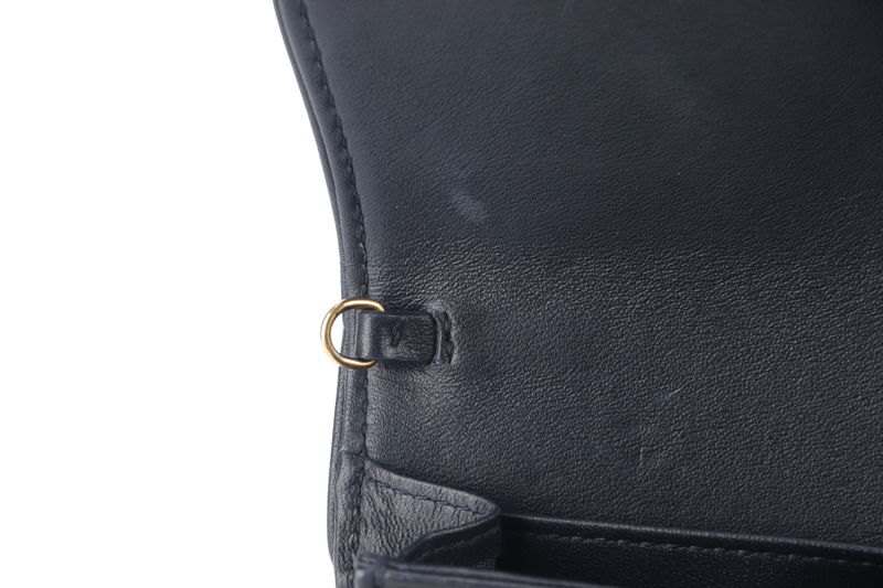 CHRISTIAN DIOR LONG SADDLE WALLET WITH CHAIN BLUE OBLIQUE LEATHER TRIMS GOLD HARDWARE WITH DUST COVER, STRAPS AND BOX