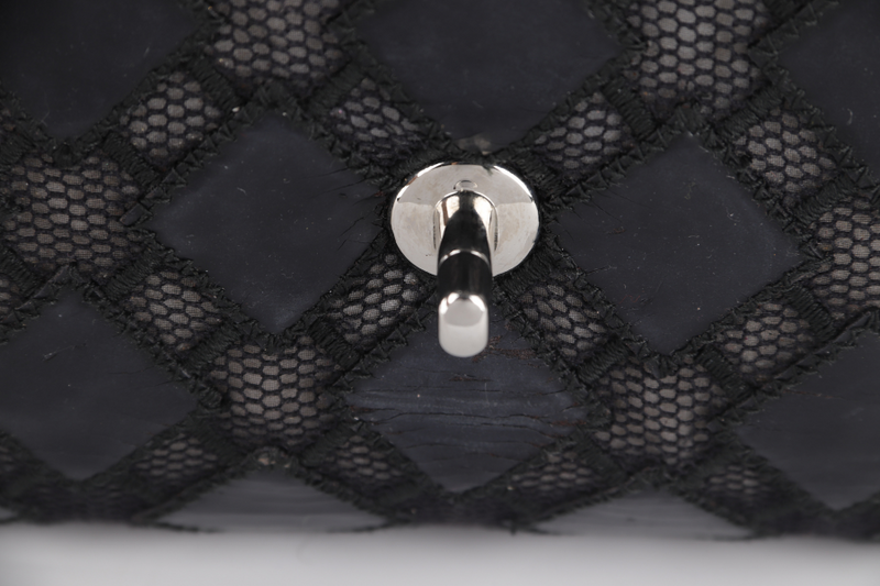 CHANEL CLASSIC FLAP JUMBO (1430xxxx ) BLACK PATENT LACE SILVER HARDWARE NO CARD WITH BOX AND DUST COVER