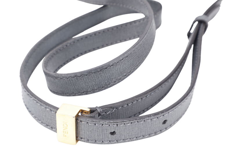 FENDI 2JOURS PETITE (8BH253-D7E-158-0501) GRAY CANVAS LEATHER GOLD HARDWARE NO DUST COVER AND NO BOX