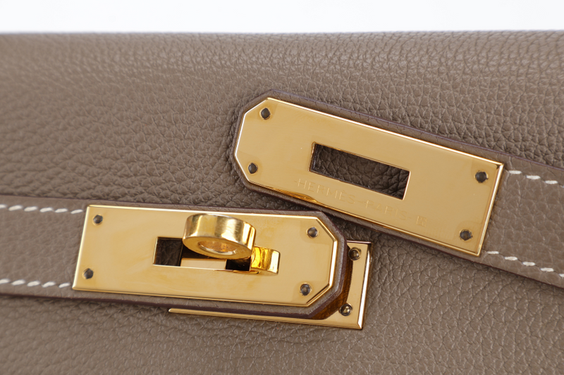 HERMES KELLY 28 RETOURNE ETOUPE TOGO GOLD HARDWARE STAMP X (2016) WITH DUST COVER, KEYS, LOCK STRAPS AND ORGANISER