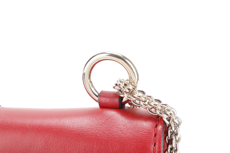 VALENTINO GARAVANI GLAM LOCK ROCKSTUD RED LEATHER GOLD HARDWARE WITH DUST COVER