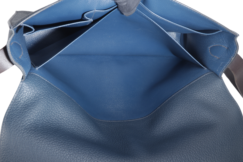 HERMES ETRIVIERE MESSENGER BAG BLUE CLEMENCE LEATHER SILVER HARDWARE STAMP R SQUARE (YEAR 2014) NO DUST COVER