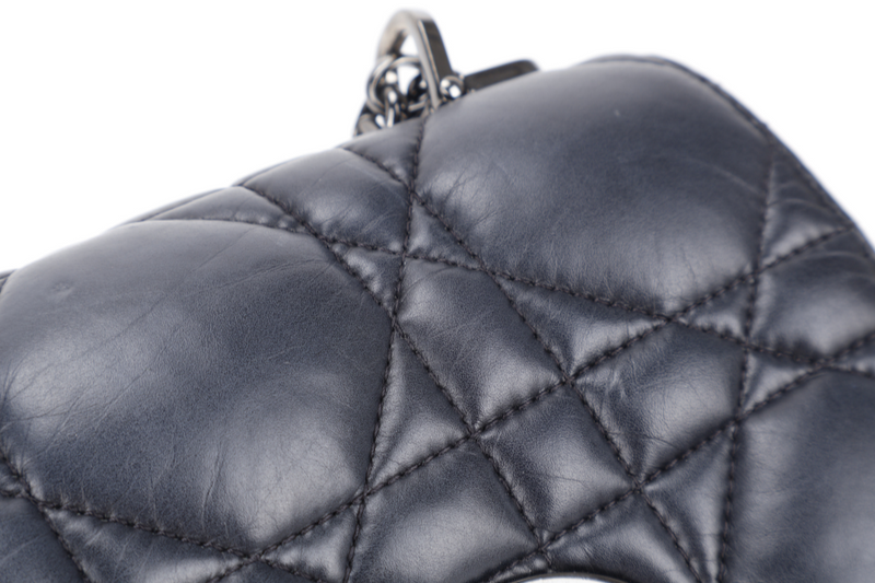 CHRISTINE DIOR CARO BLACK SMALL LEATHER 2WAYS BAG PALLADIUM HARDWARE NO DUST COVER