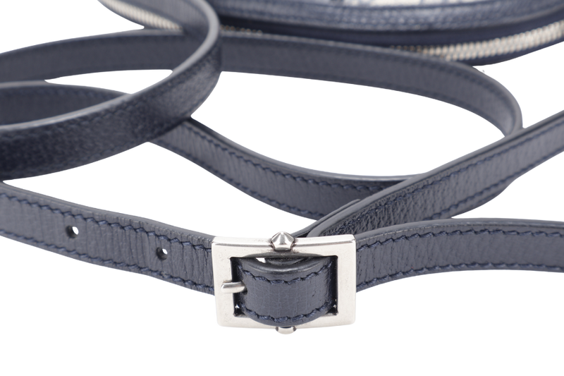 GUCCI OPHIDIA CROSS BODY BAG SMALL BLUE GG MONOGRAM CANVAS SILVER HARDWARE WITH DUST COVER AND BOX