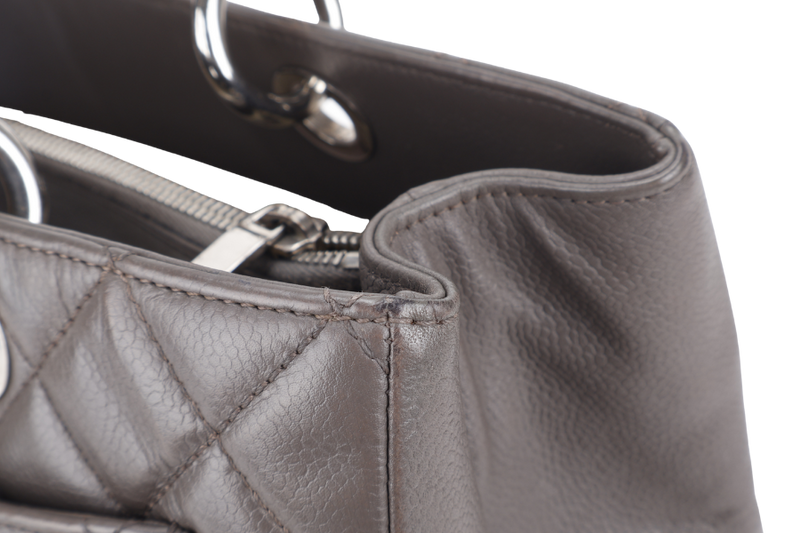 CHANEL GRAND SHOPPING TOTE (1503xxxx) GREY CAVIAR LEATHER SILVER HARDWARE WITH CARD NO DUST COVER