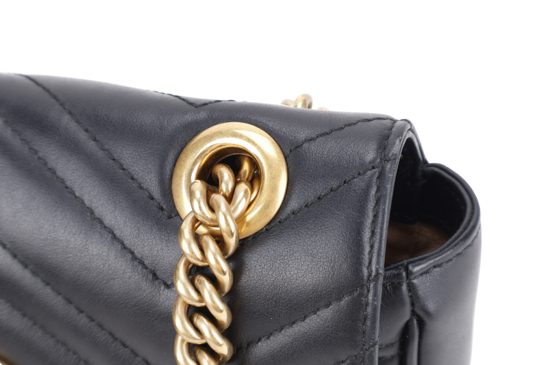 GUCCI MARMONT SMALL BLACK LEATHER GOLD HARDWARE WITH DUST COVER