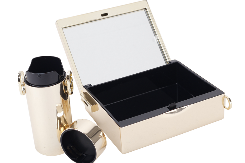 CHRISTIAN DIOR HOLIDAY LIMITED EDITION GOLD METAL MAKE UP CLUTCH CROSSBODY BAG GOLD HARDWARE WITH DUST COVER