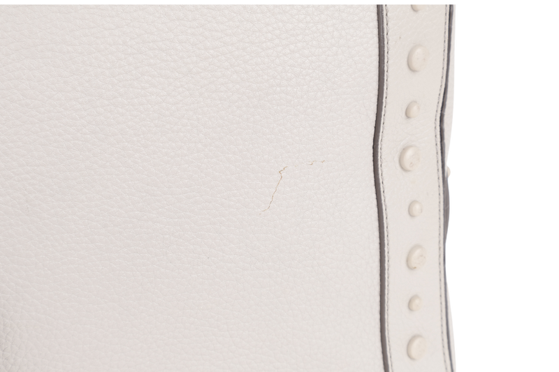 TOD'S DON BAULETTO LIGHT GREY CALF LEATHER SILVER HARDWARE WITH DUST COVER AND STRAPS