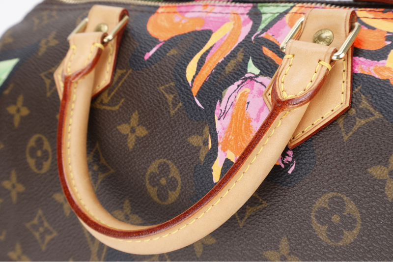 LOUIS VUITTON SPEEDY 30 STEPHEN SPROUSE GOLD HARDWARE WITH KEYS & LOCK AND DUST COVER