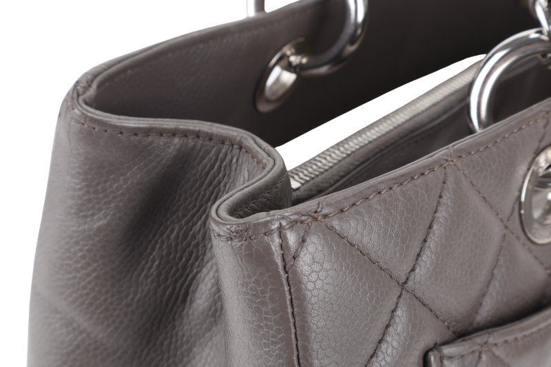 CHANEL GRAND SHOPPING TOTE (1503xxxx) GREY CAVIAR LEATHER SILVER HARDWARE WITH CARD NO DUST COVER