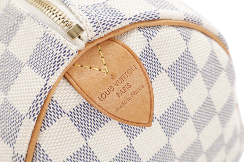 LOUIS VUITTON N41534 SPEEDY 25 DAMIER AZUR CANVAS GOLD HARDWARE WITH KEYS AND LOCK