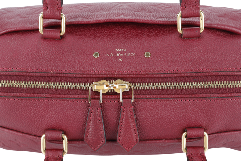 LOUIS VUITTON M44145 SPEEDY BANDOULIERE 25 MONOGRAM BURGUNDY EMPREINTE LEATHER GOLD HARDWARE WITH LEATHER STRAPS, KEY&PADLOCK AND DUST COVER