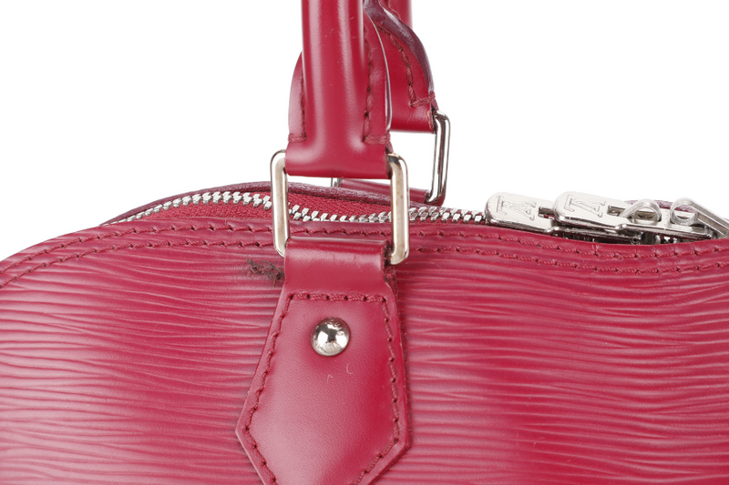 LOUIS VUITTON ALMA GM BURGUNDY EPI LEATHER SILVER HARDWARE WITH DUST COVER