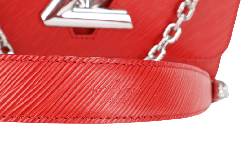 LOUIS VUITTON M50523 TWIST MM RED MEDIUM EPI LEATHER SILVER HARDWARE WITH DUST COVER
