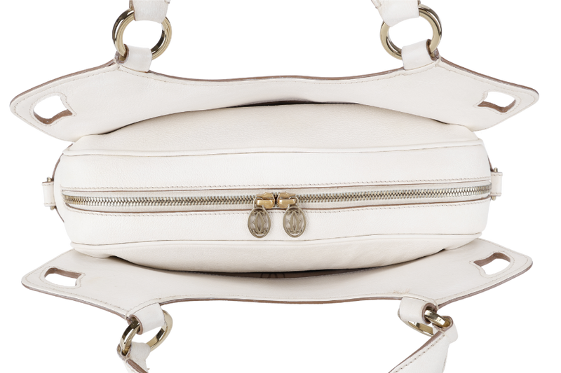 CARTIER MUST MARCELLO HANDBAG WHITE LEATHER WITH STRAPS AND DUST COVER