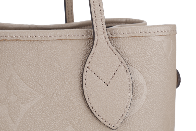 LOUIS VUITTON M45686 NEVERFULL MM GREY EMPREINTE LEATHER GOLD HARDWARE WITH DUST COVER AND BOX