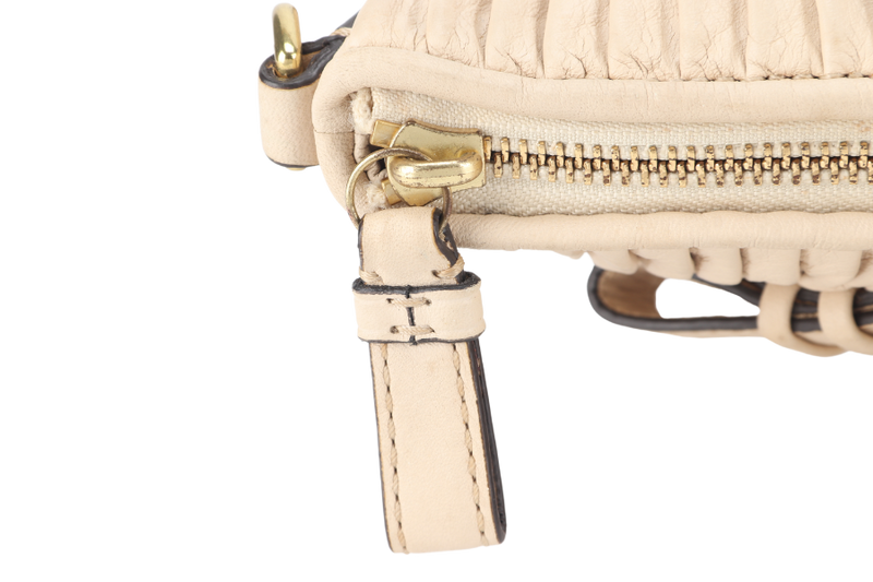 COACH MADISON SATCHEL (15942) BEIGE LEATHER GOLD HARDWARE WITH LEATHER STRAPS AND DUST COVER