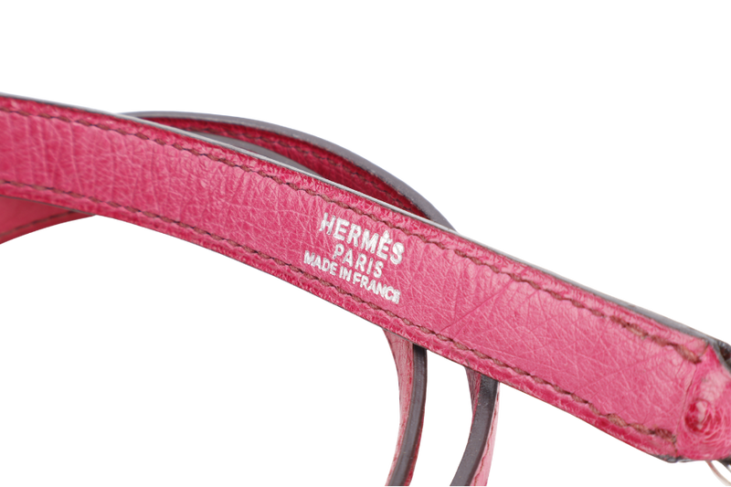 HERMES KELLY 32 RETOURNE FUCHSIA OSTRICH PHW STAMP I (YEAR 2005) WITH STRAPS AND DUST COVER