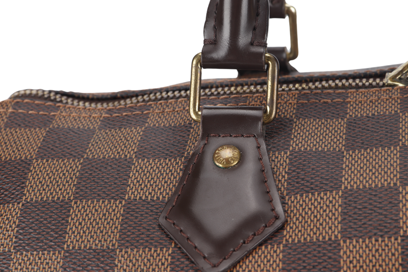 LOUIS VUITTON SPEEDY BANDOULIERE 30 (N41367) DAMIER EBENE CANVAS GOLD HARDWARE WITH DUST COVER