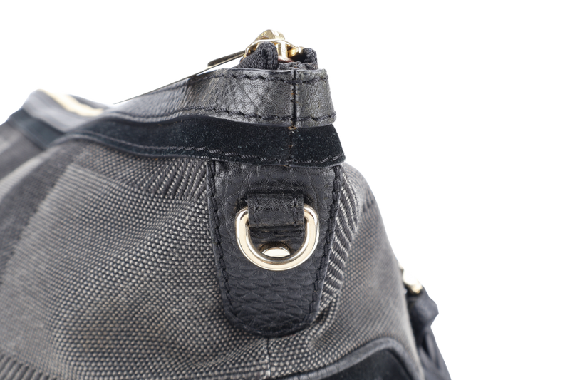 BURBERRY BLACK CHECKERED CANVAS GOLD HARDWARE TOTE BAG WITH STRAPS WITH STRAPS AND NO DUST COVER