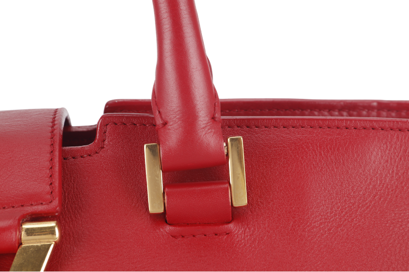 SAINT LAURENT CLASSIC Y CABAS (311210) SMALL RED LEATHER GOLD HARDWARE NO DUST COVER