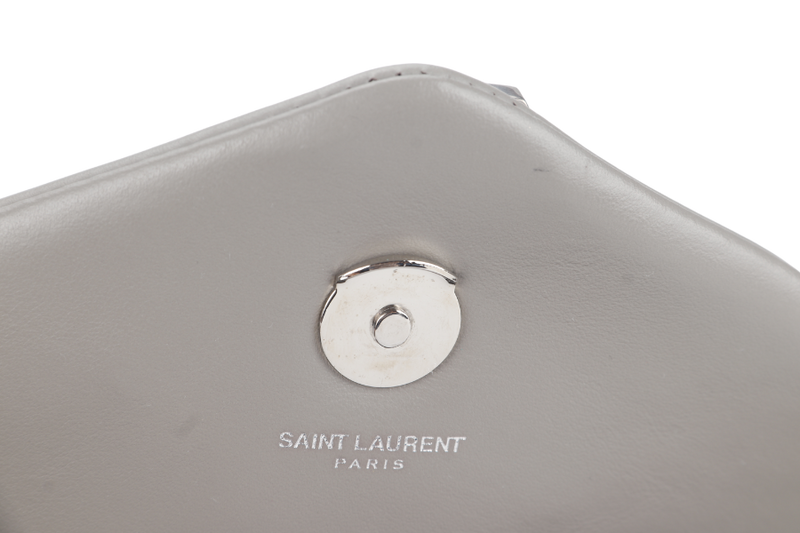 YVES SAINT LAURENT (YSL) LOULOU MEDIUM GREY CALFSKIN SILVER HARDWARE WITH CARD AND DUST COVER