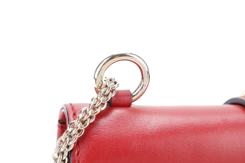 VALENTINO GARAVANI GLAM LOCK ROCKSTUD RED LEATHER GOLD HARDWARE WITH DUST COVER