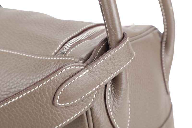 HERMES LINDY 34 STAMP R SQUARE (YEAR 2014) ETOUPE CLEMENCE LEATHER SILVER HARDWARE WITH DUST COVER