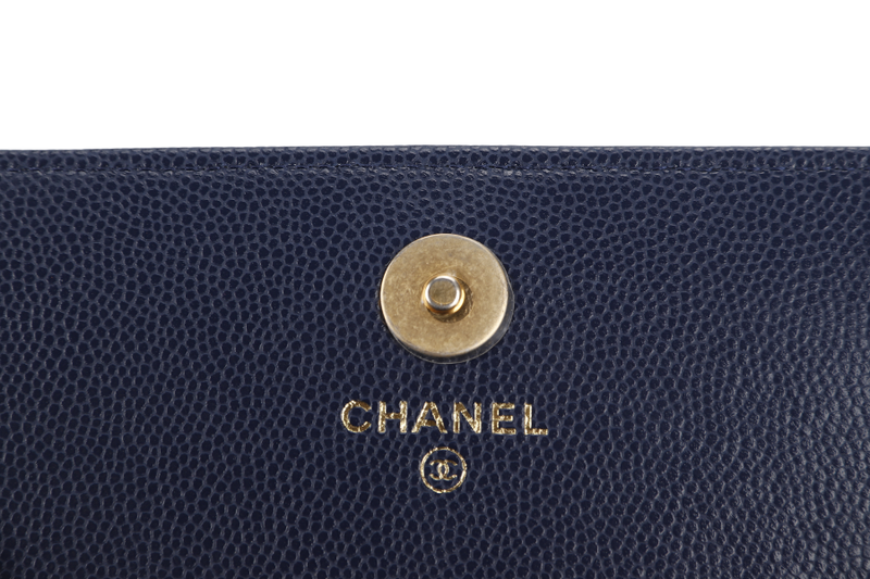 CHANEL WOC (AP6Jxxxx) NAVY BLUE CAVIAR LEATHER GOLD HARDWARE WITH DUST COVER AND BOX