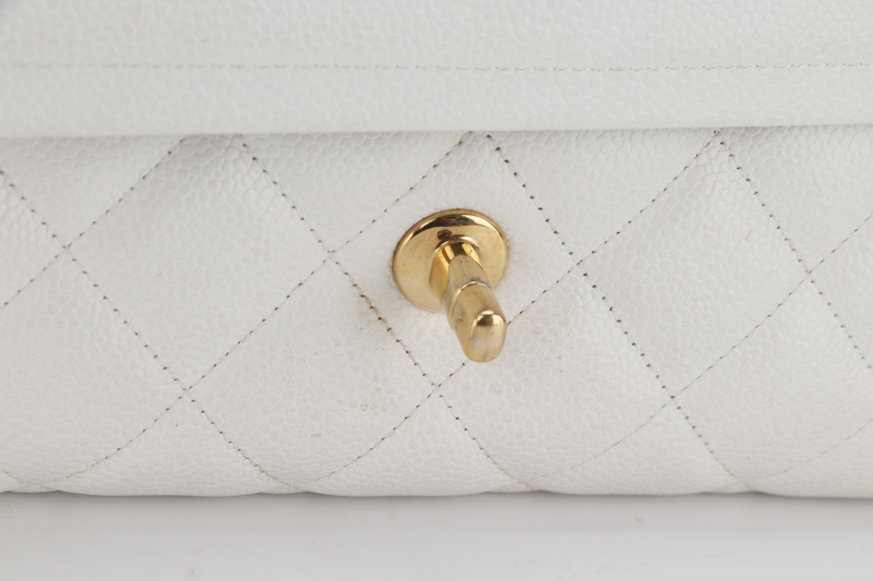 CHANEL JUMBO CLASSIC DOUBLE FLAP (1791xxxx) WHITE CAVIAR GOLD HARDWARE WITH CARD NO DUST COVER