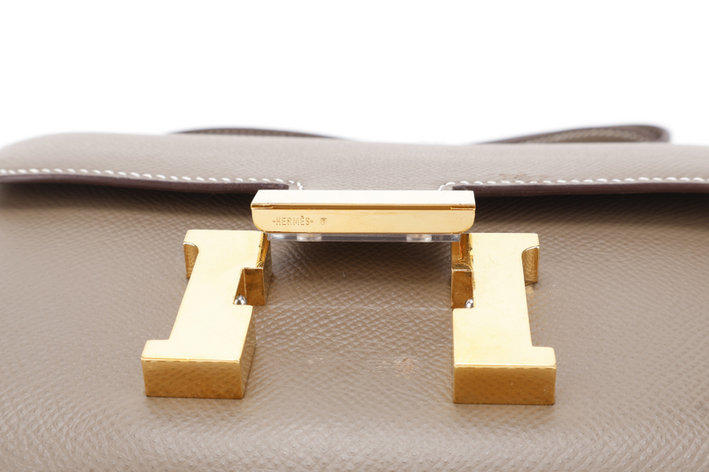 HERMES CONSTANCE 18 STAMP U (YEAR 2022) ETOUPE EPSOM GOLD HARDWARE WITH DUST COVER