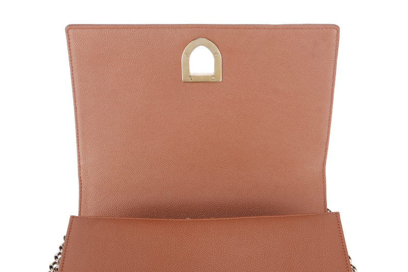 CHRISTIAN DIOR DIORAMA SHOULDER BAG (09-BO-0176) COPPER BROWN LEATHER GOLD HARDWARE WITH STRAPS , CARD AND DUST COVER