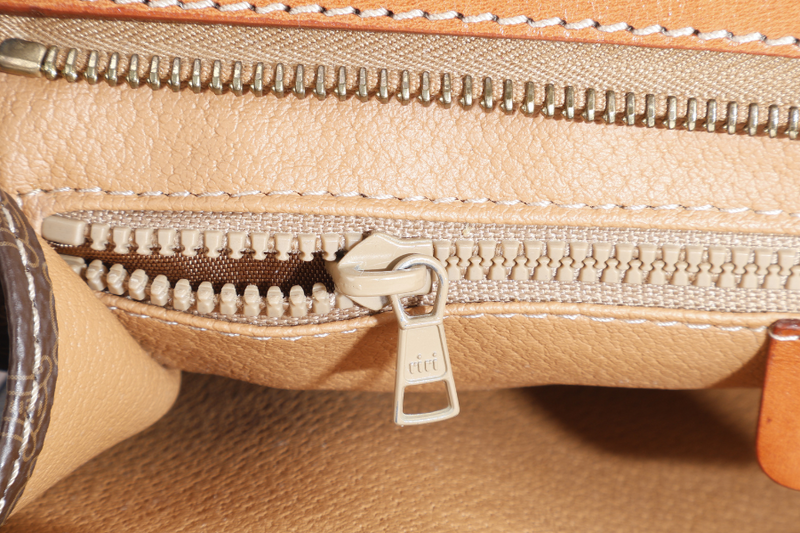 CELINE M94 MACADAM CLUTCH BROWN MONOGRAM COATED CANVAS GOLD HARDWARE NO DUST COVER